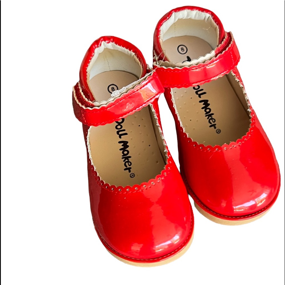 New Red Mary Jane,  strapped baby shoes by the doll maker. New with tags